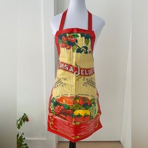 VINTAGE Jams and Jellies Bib Apron Oil Cloth Wipe Clean Baking Made England